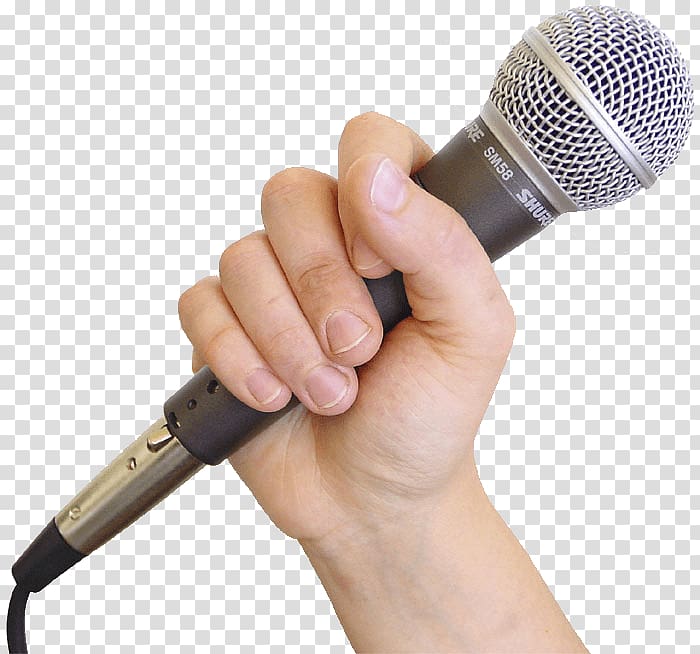 Microphone Stands Sound Karaoke, hand with microphone transparent background PNG clipart