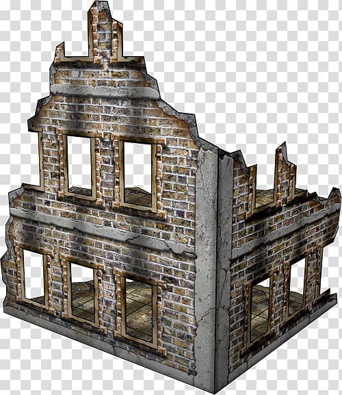 Paper model World war Building Ruins, messy war ruins transparent background PNG clipart