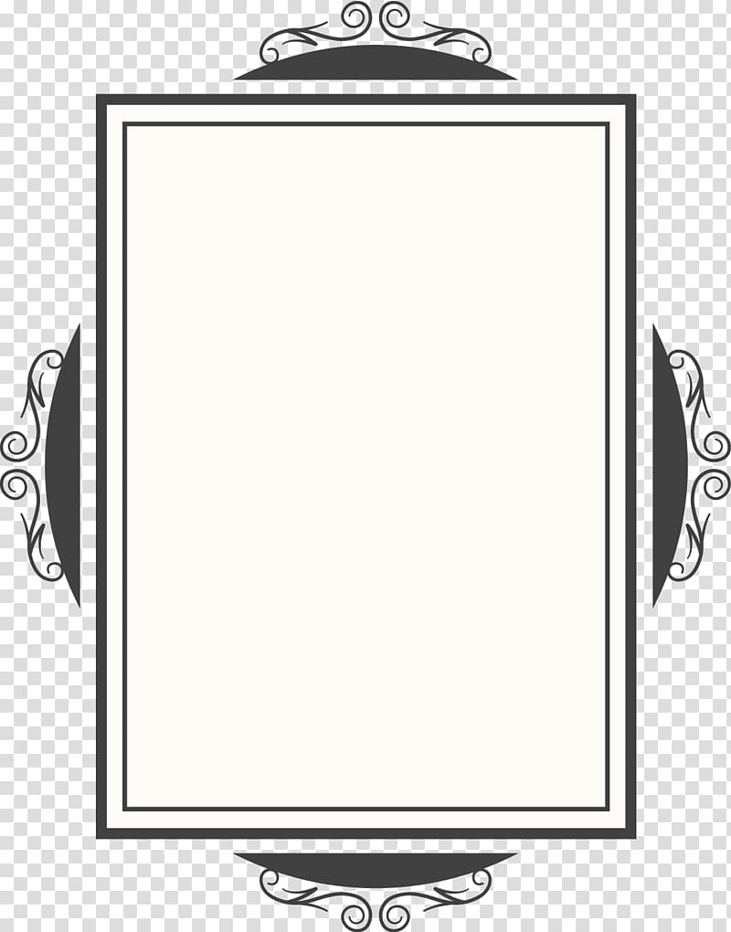 rectangular white and black menu board art, Black and white Mirror, creative design diagram quadrangular mirror frame transparent background PNG clipart