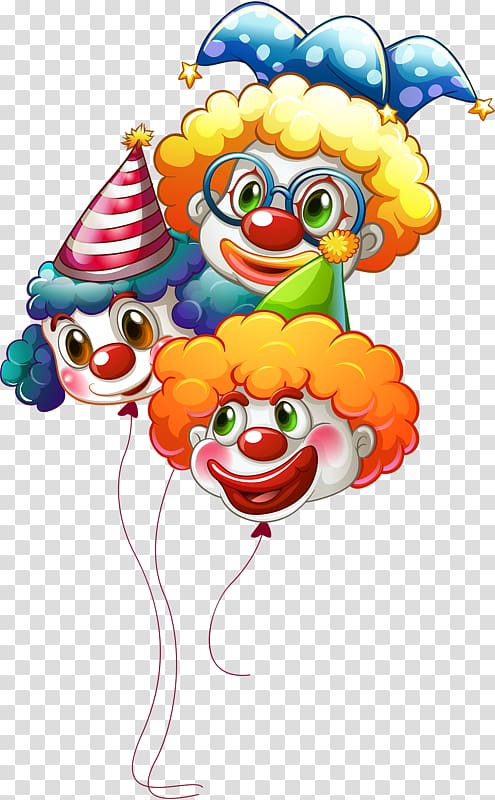 three clown balloons illustration, Clown , clown transparent background PNG clipart