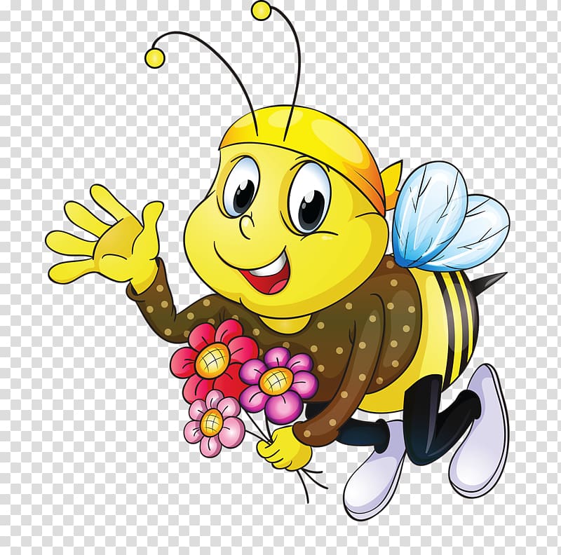 Beehive Cartoon , Cartoon flowers Bee transparent background PNG clipart
