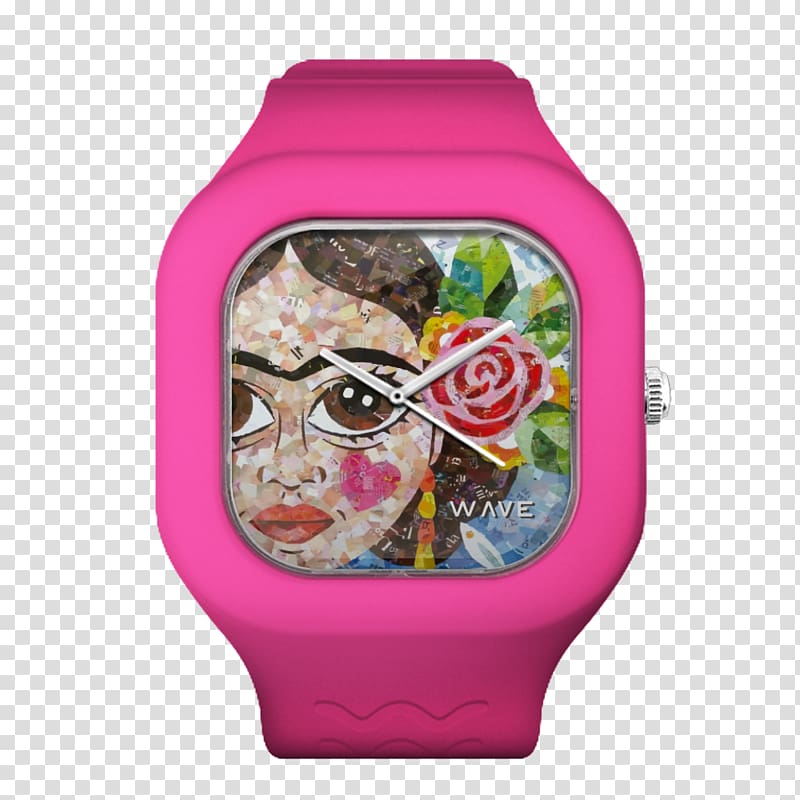 Watch strap Pink Blue Clock, Pink waves transparent background PNG clipart