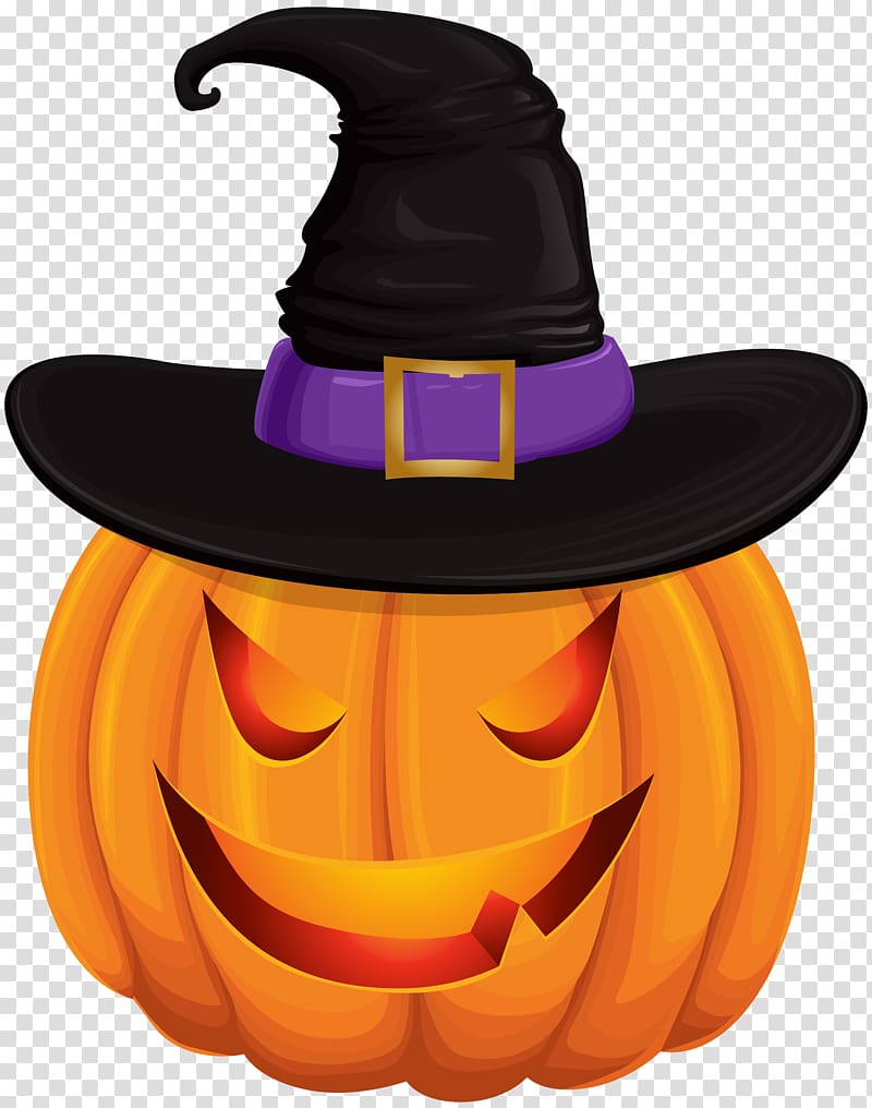 jack-'o-lantern with wizard hat illustration, Jack-o\'-lantern Halloween , Halloween Pumpkin with Witch Hat transparent background PNG clipart