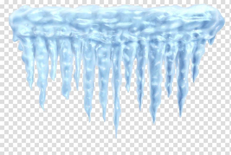Ice Icicle Freezing Winter, Blue hand painted icicles transparent background PNG clipart