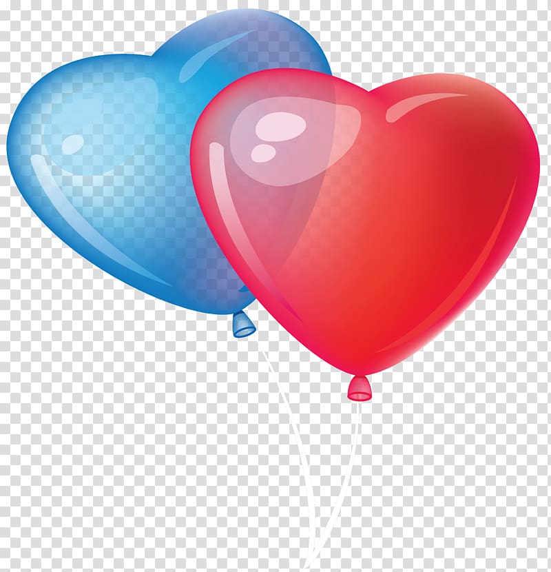 two heart blue and red balloons illustration, Balloon Valentine\'s Day Heart , Valentine Balloons transparent background PNG clipart