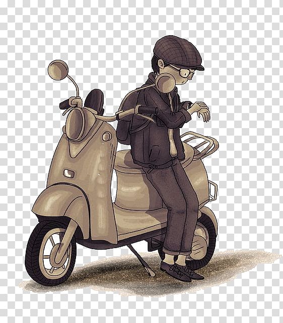 Cartoon Watercolor painting Illustration, Cartoon motorcycle transparent background PNG clipart