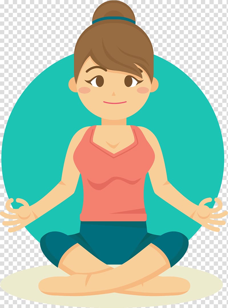 Cartoon Yoga Illustration, Practicing yoga teacher teaching transparent background PNG clipart