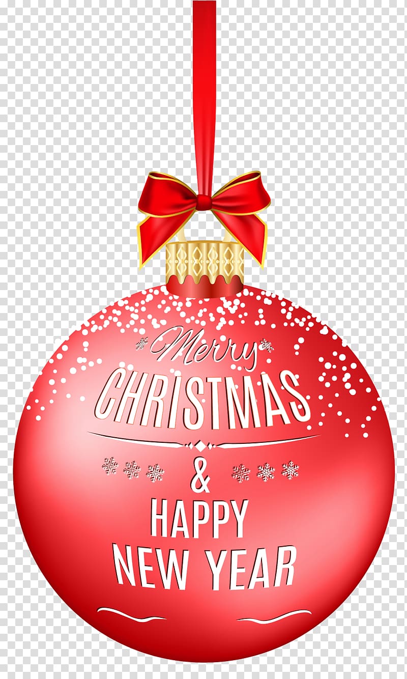 red Merry Christmas bauble , Christmas ornament New Year , Merry Christmas Ball transparent background PNG clipart
