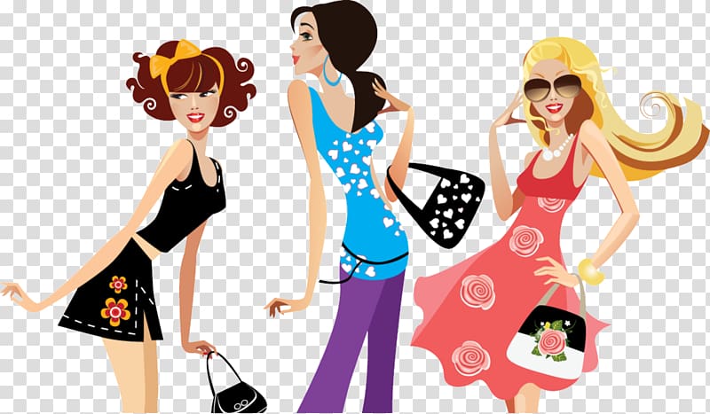 Fashion accessory, Cartoon fashionable women transparent background PNG clipart