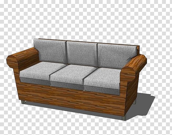 Couch Sofa bed Living room Furniture Wood, Gray wooden sofa model transparent background PNG clipart