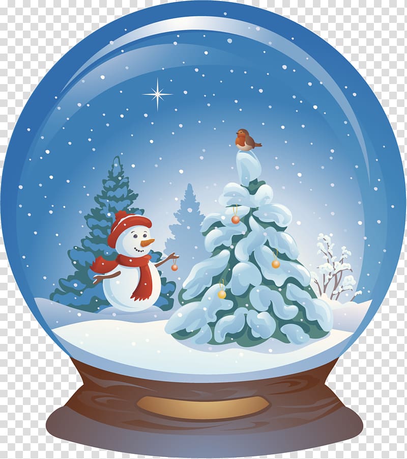 Santa Claus Christmas Snowman Illustration, Blue Christmas snowman crystal ball transparent background PNG clipart