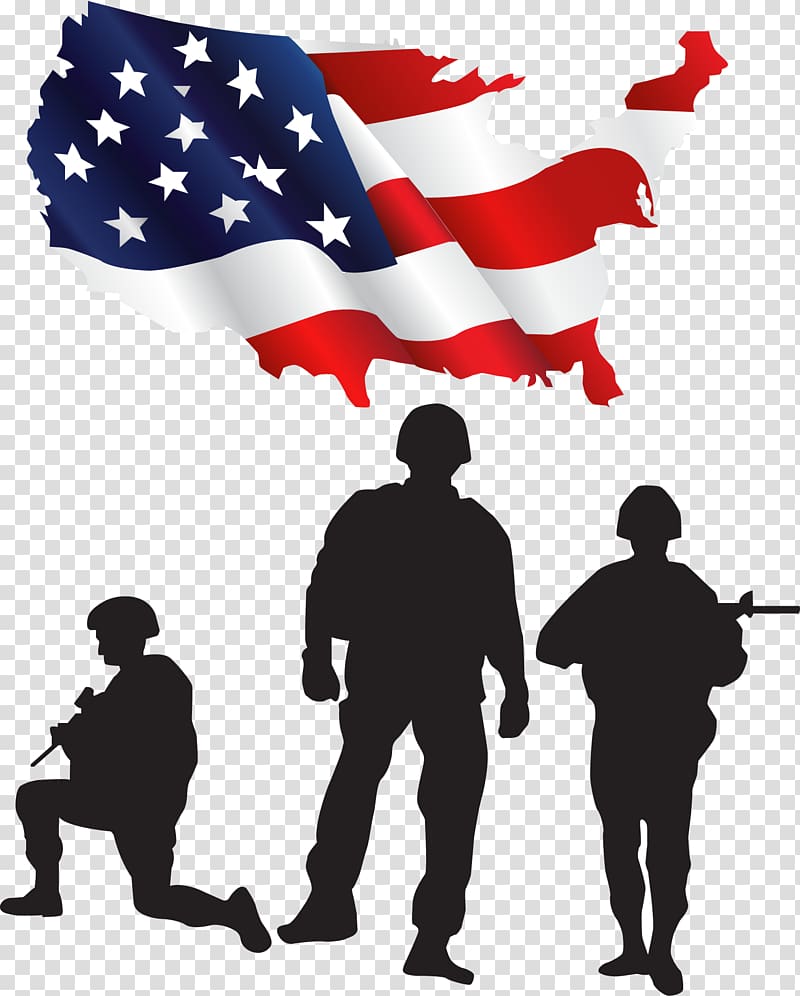 three soldiers silhouette , United States Soldier Salute , American soldiers transparent background PNG clipart