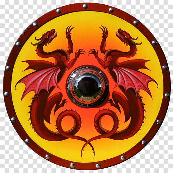 Round shield Vikings Dragon Buckler, shield transparent background PNG clipart