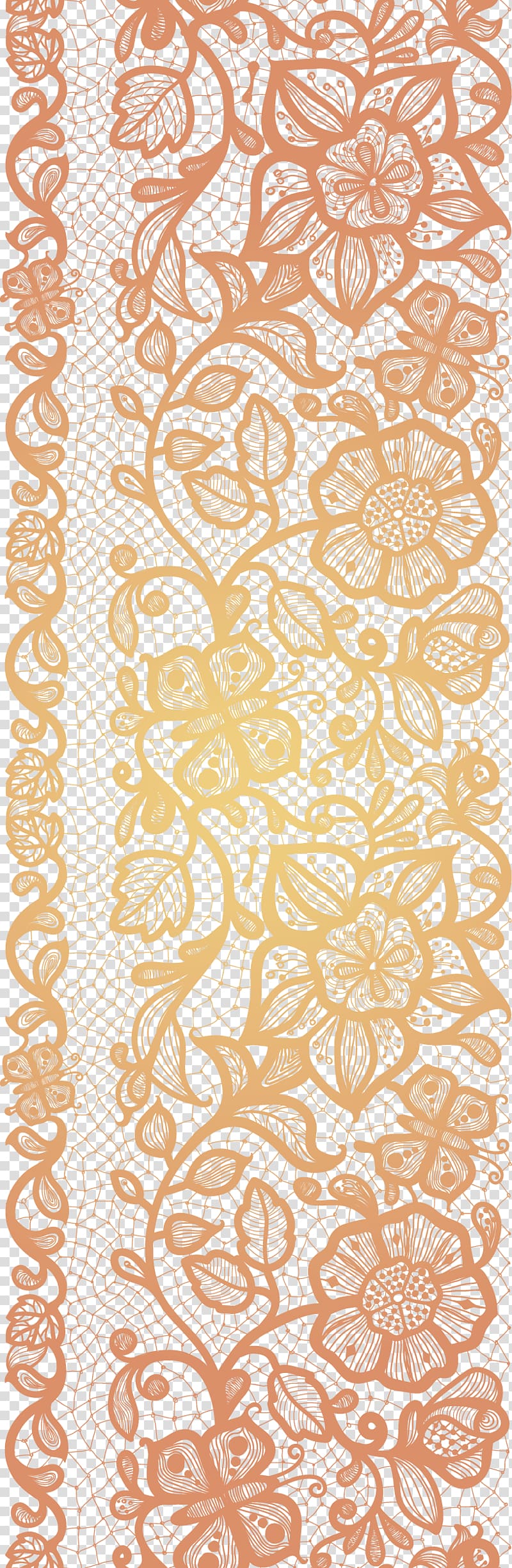 Euclidean Lace, Gradient complex Gulei Si lace , orange floral transparent background PNG clipart
