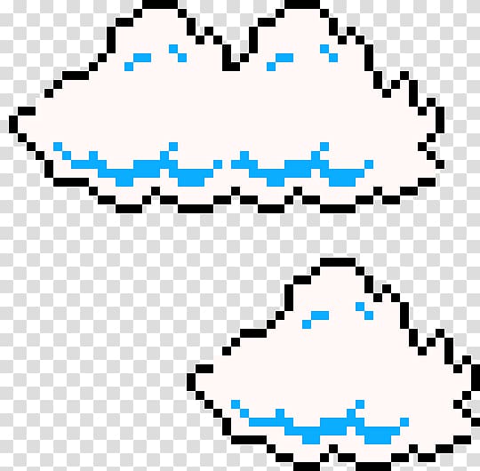 two white-and-blue clouds illustration, Super Mario Bros. 3 Cloud, pixel art transparent background PNG clipart