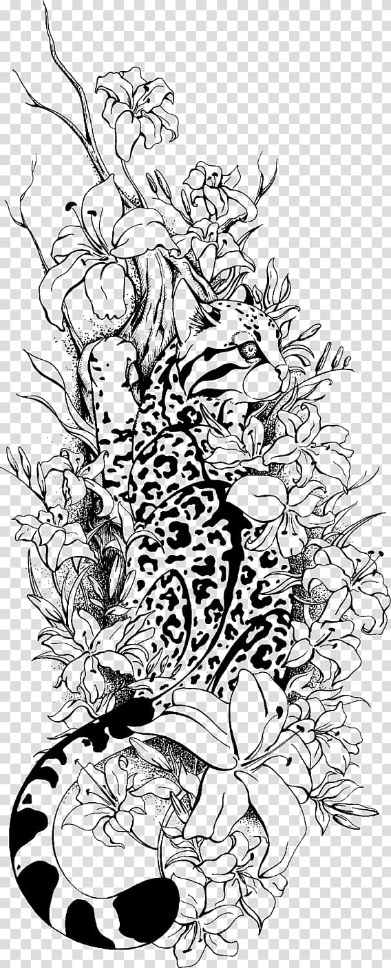 Ocelot Tattoo Drawing Line art Coloring book, dreamcathcer transparent background PNG clipart