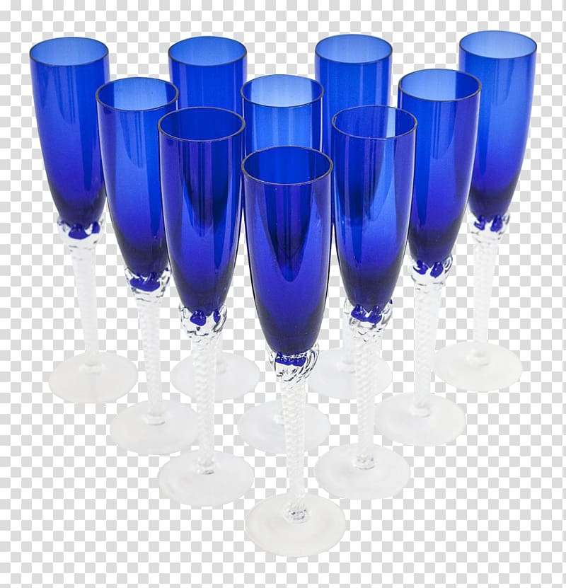 Wine glass Champagne glass Cobalt blue, champagne transparent background PNG clipart