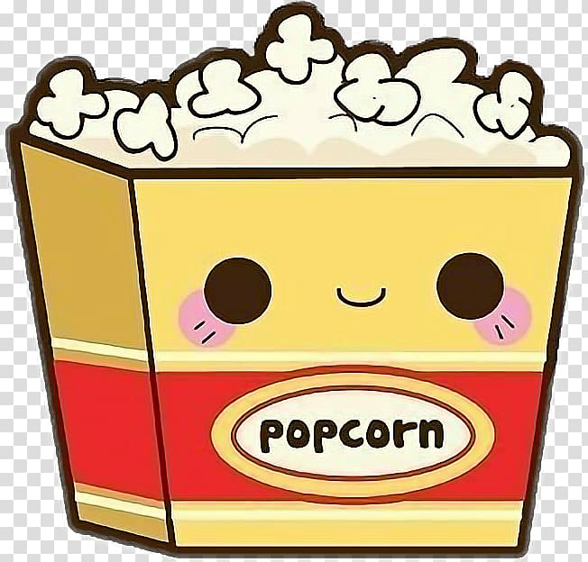 Popcorn Kavaii Maize Food Drawing, eating popcorn transparent background PNG clipart