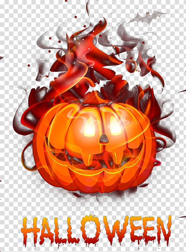Calabaza Jack-o-lantern Pumpkin Halloween, Fire pumpkin transparent background PNG clipart