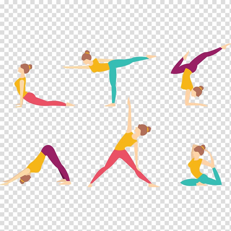 Yoga position collage , Yoga Asana Asento Illustration, Various postures of yoga cartoon beauty material transparent background PNG clipart