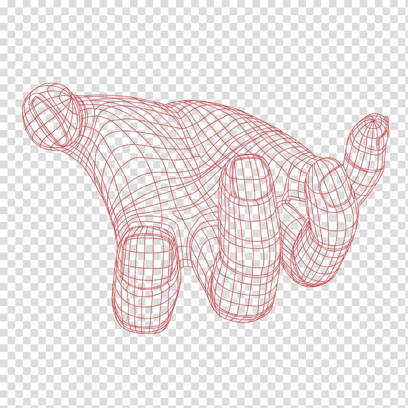 hand red illustration, Finger Hand, Smart hand model transparent background PNG clipart
