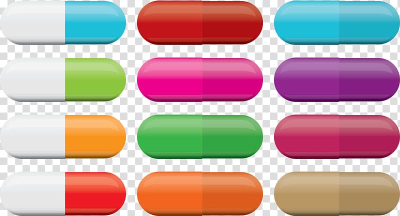 Tablet Pharmaceutical drug Capsule Pill organizer, colored pills transparent background PNG clipart