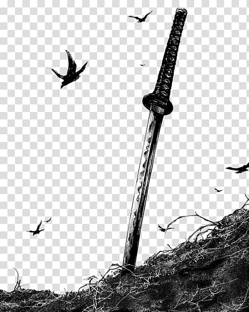 black katana illustration, Katana Samurai Sword Drawing Knife, Samurai sword transparent background PNG clipart