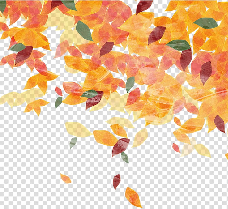 multicolored leafed illustration, Leaf Autumn Pattern, Hand-painted leaves transparent background PNG clipart