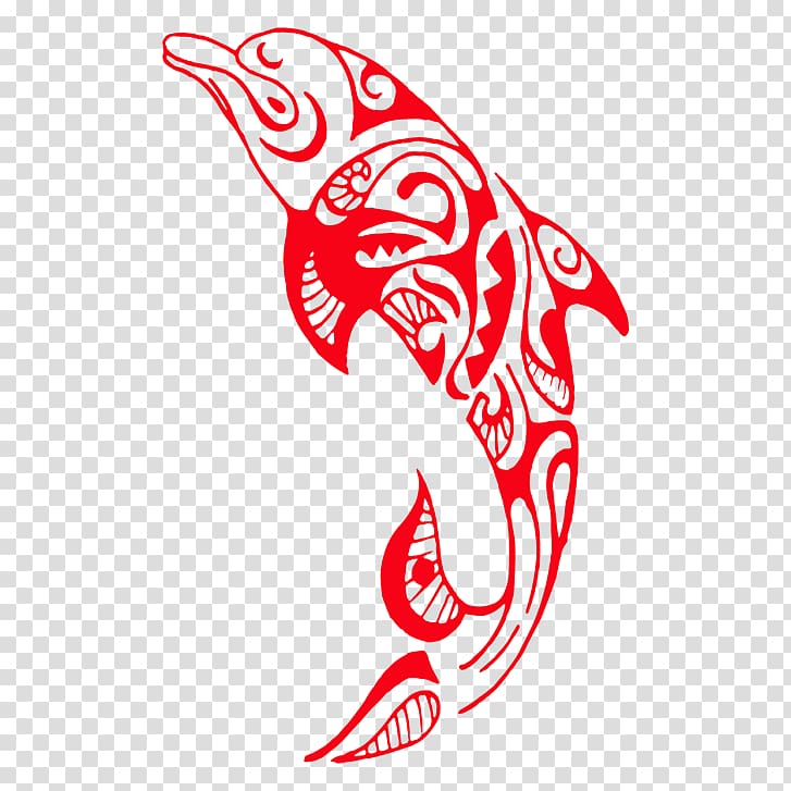 Putikitiki (To knot, tie together) dolphin manta original Polynesian tattoo  design