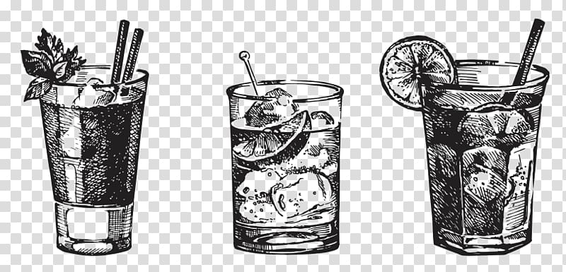 three black fruit juice illustration, Cocktail Gin and Bear It Bloody Mary Martini, cocktail sketch transparent background PNG clipart