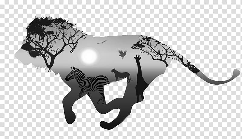 animals silhouette , Lion Silhouette Illustration, Africa transparent background PNG clipart