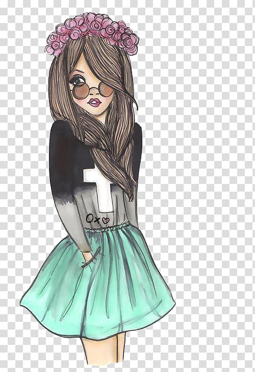 Drawing Girl, Fashion illustration transparent background PNG clipart