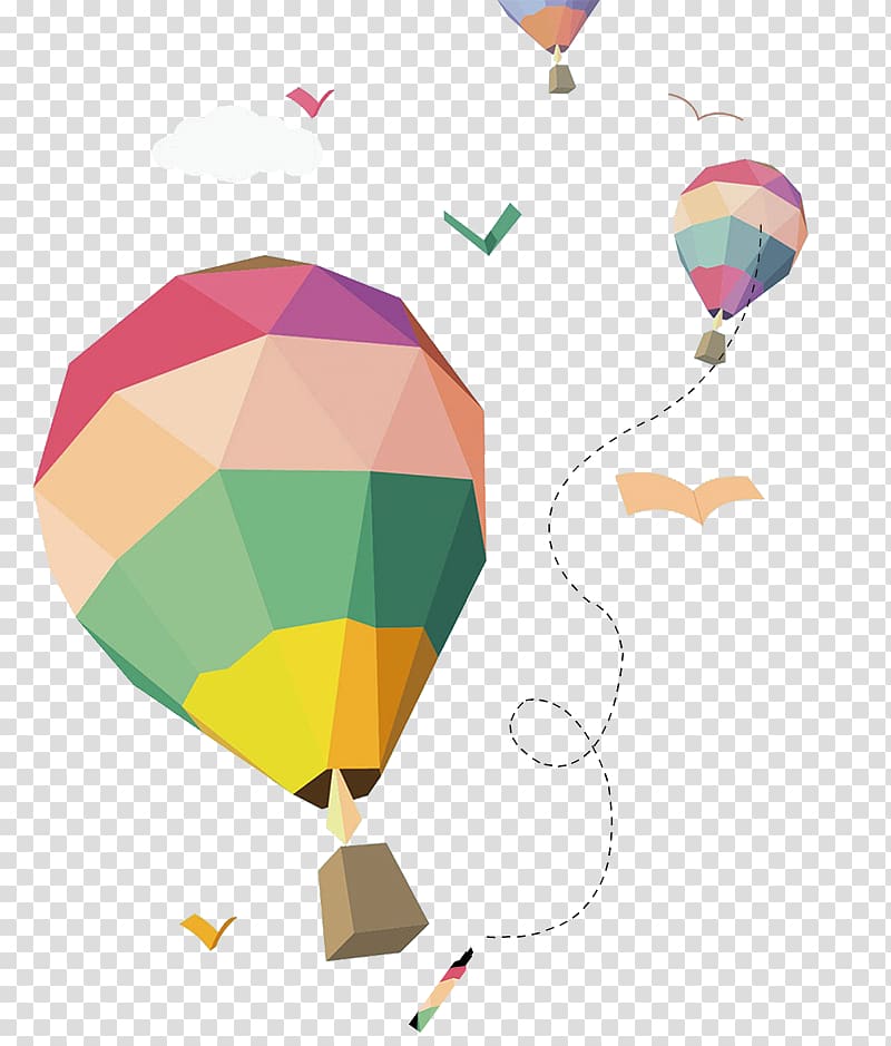 Cartoon Comics, Color mosaic hot air balloon transparent background PNG clipart