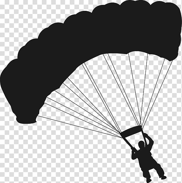 silhouette of a person riding parachute illustration, Flight Paragliding Scalable Graphics, parachute transparent background PNG clipart