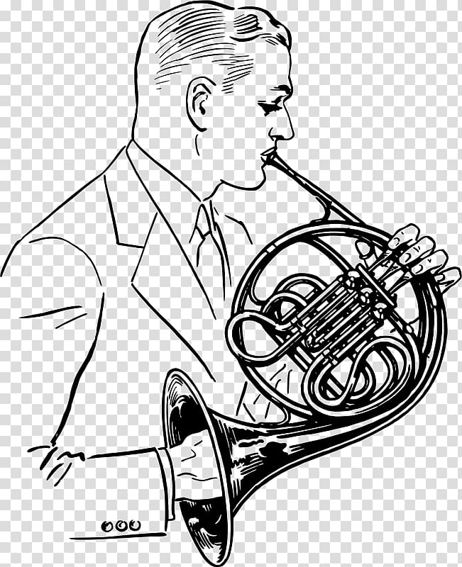 French Horns Drawing Hornist, french horn transparent background PNG clipart