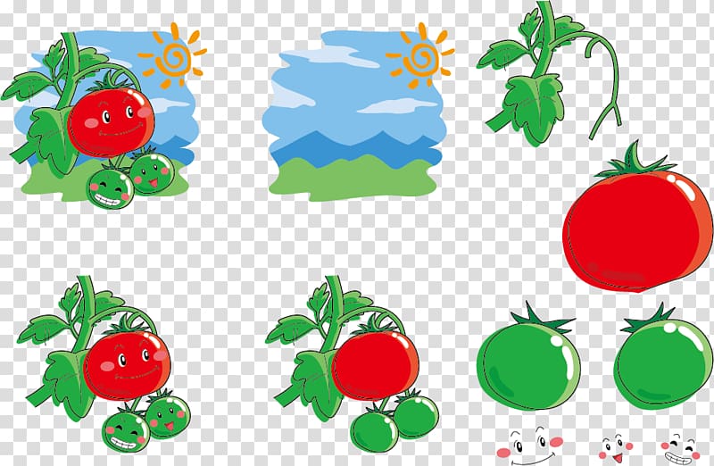 Tomato juice Cartoon Illustration, Expression sun tomatoes transparent background PNG clipart