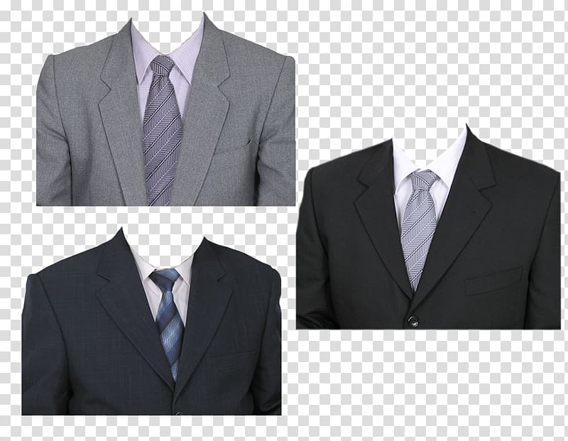 three assorted-color suits, Suit Necktie Tuxedo, Suit half-length transparent background PNG clipart