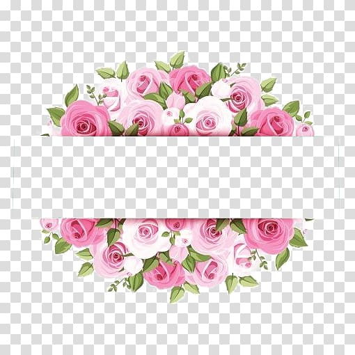 pink watercolor flower borders transparent background PNG clipart