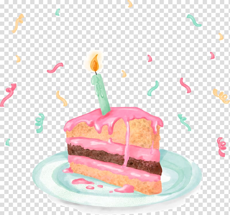 Birthday cake Torte Cheesecake Buttercream, Triangle pink cake transparent background PNG clipart