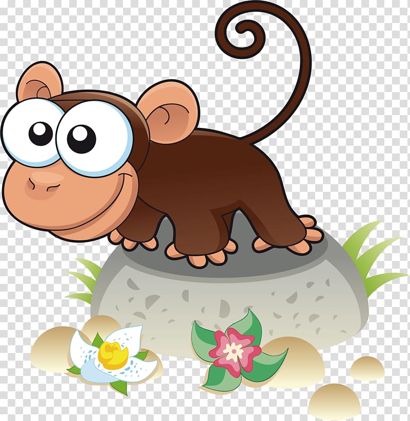 Monkey Banana Kong Adventures, hand-painted long tailed monkey transparent background PNG clipart