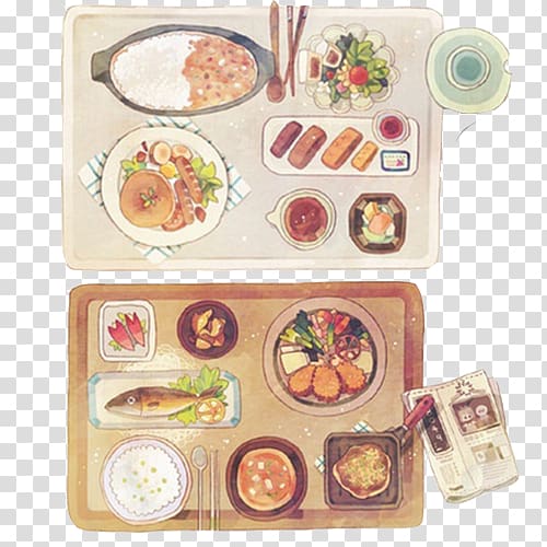 Japanese Cuisine Food Taiwanese cuisine Illustration, Hand painting creative rice Packages transparent background PNG clipart