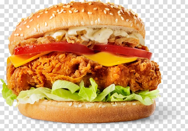 Chicken sandwich Fried chicken Chicken fingers Hamburger, chicken burger transparent background PNG clipart