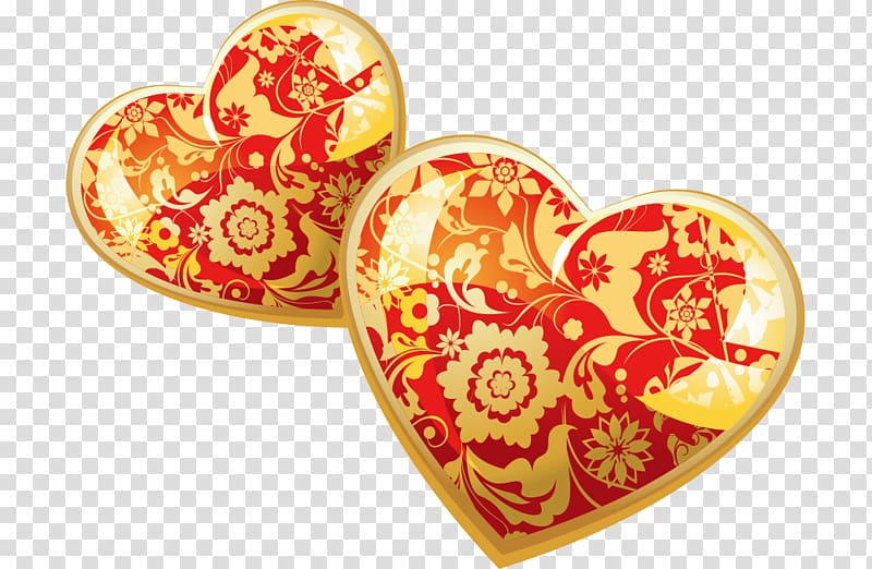 Euclidean Heart Shape, Gold heart-shaped pattern transparent background PNG clipart