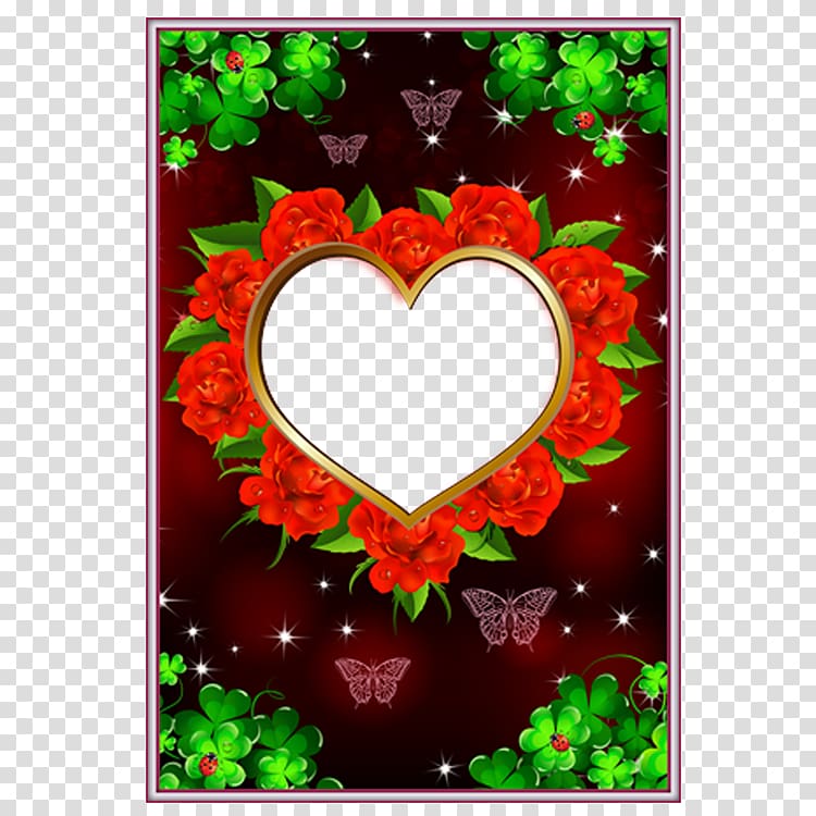 Heart Mirror With Flowers Illustration Love Frames Frame 54 Cards