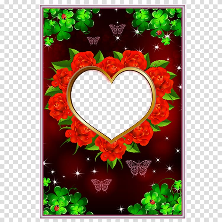 heart mirror with flowers illustration, Love Frames frame 54 Cards Digital frame, Rose Flower Frame transparent background PNG clipart