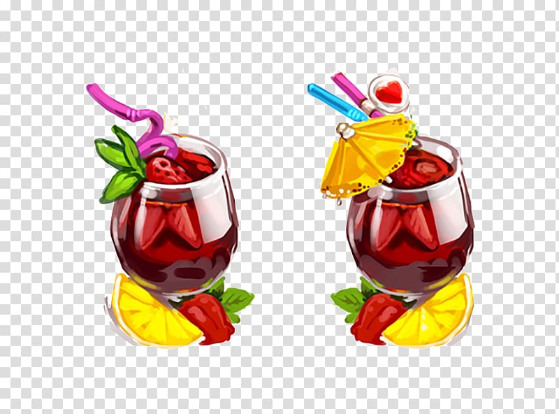 Juice Cocktail garnish Punch Icon, Two glasses of red wine painting transparent background PNG clipart