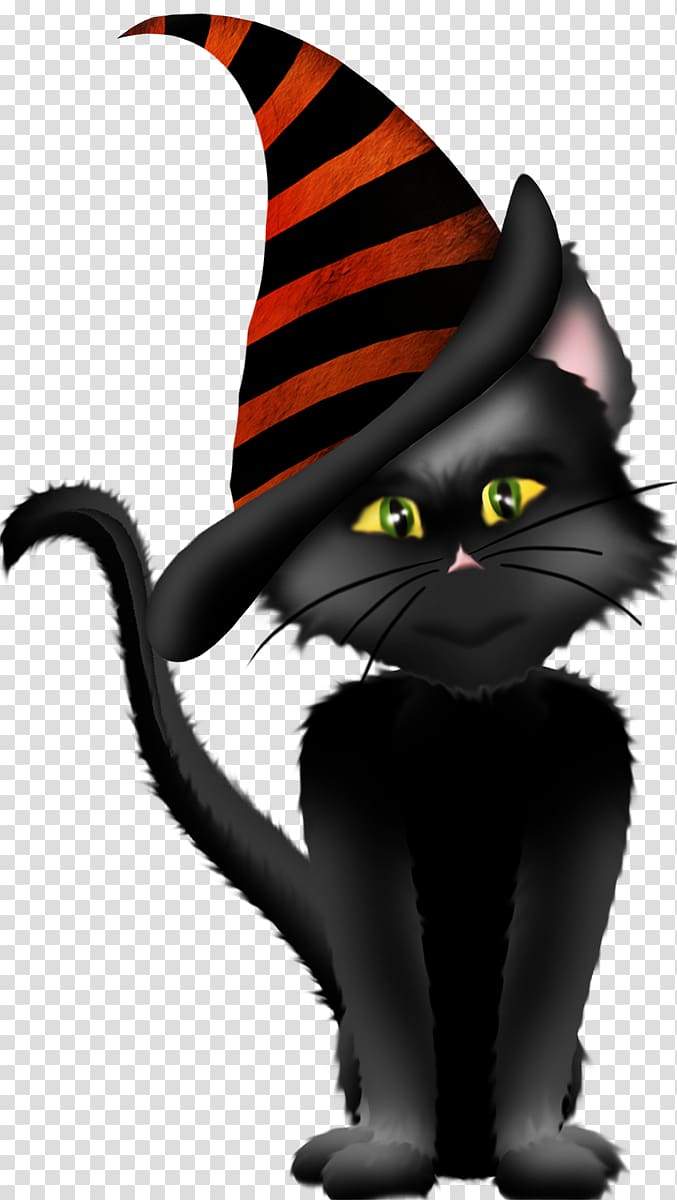 Halloween Jack-o-lantern , Witch Cat transparent background PNG clipart