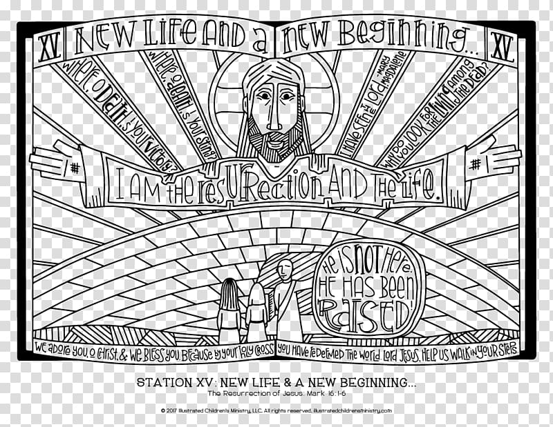 Stations of the Cross Coloring book Resurrection of Jesus Christian cross, christian cross transparent background PNG clipart