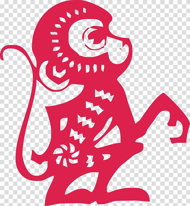 Monkey Chinese New Year Chinese calendar , Pure paper-cut monkeys transparent background PNG clipart