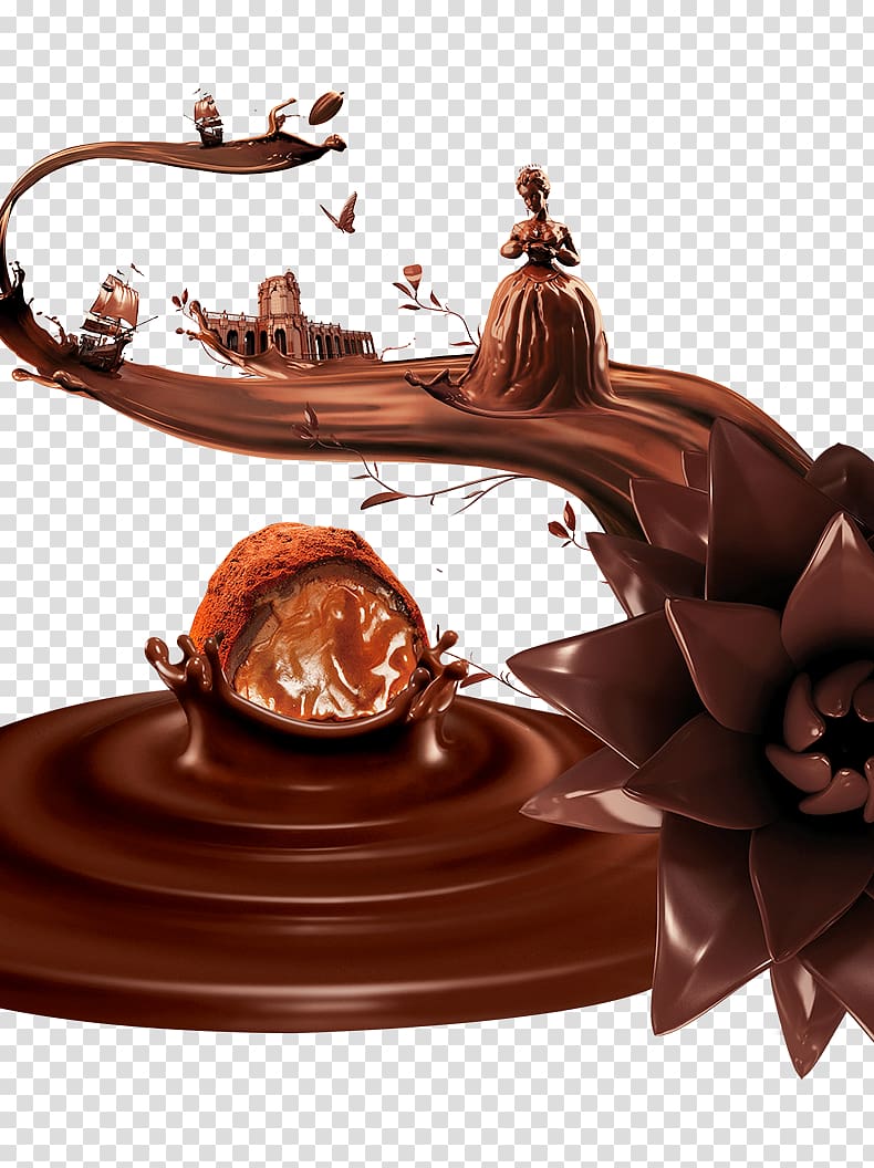chocolate illustration, Ice cream Chocolate syrup Ganache, chocolate transparent background PNG clipart